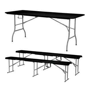 שולחן שחור+2 ספסלים שחורים