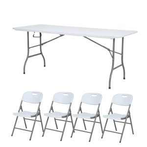 שולחן לבן+4 כיסאות לבנים