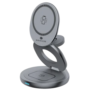 מטען אלחוטי 3IN1 מתקפל אפור MIR