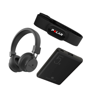 מארז שלישייה – אוזניות, מטען ורצועת דופק