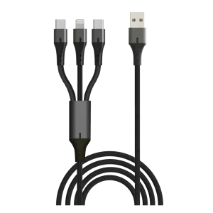 כבל סנכרון וטעינה 3 ב-1-USB to lightning, micro usb and type-c מבית SILVER LINE