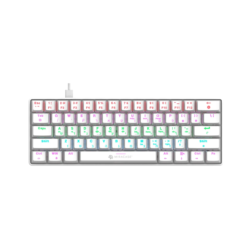 מקלדת מכנית חוטית לבנה MMCK100 עם תאורת RGB מבית Miracase