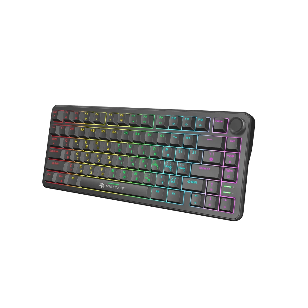 מקלדת מכנית חוטית MMCK300 עם כפתור שליטה ותאורת RGB מבית Miracase