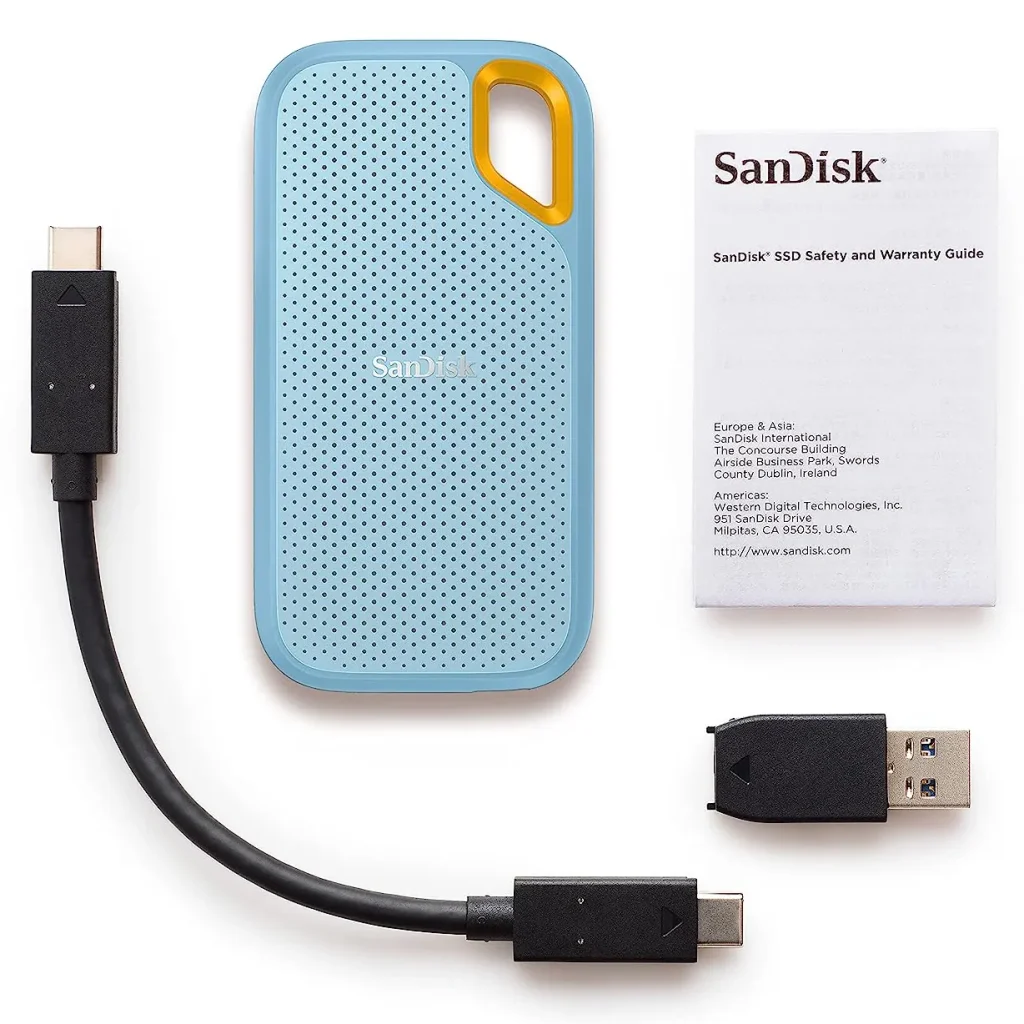 כונן חיצוני דגם SanDisk Extreme Portable SSD בנפח 1TB בצבע תכלת