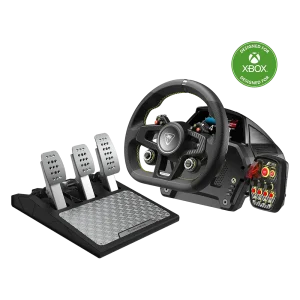 סט הגה ודוושות VelocityOne™ Race – תואם Xbox ו־PC – מבית Turtle Beach