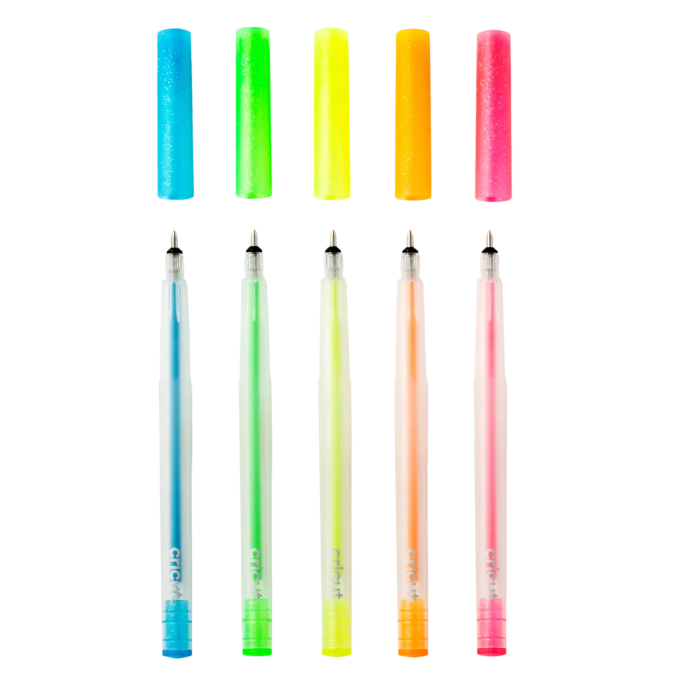 סט 5 עטי ג'ל נצנצים Cricut Glitter Gel Pens (0.8 מ"מ) בצבעי ניאון
