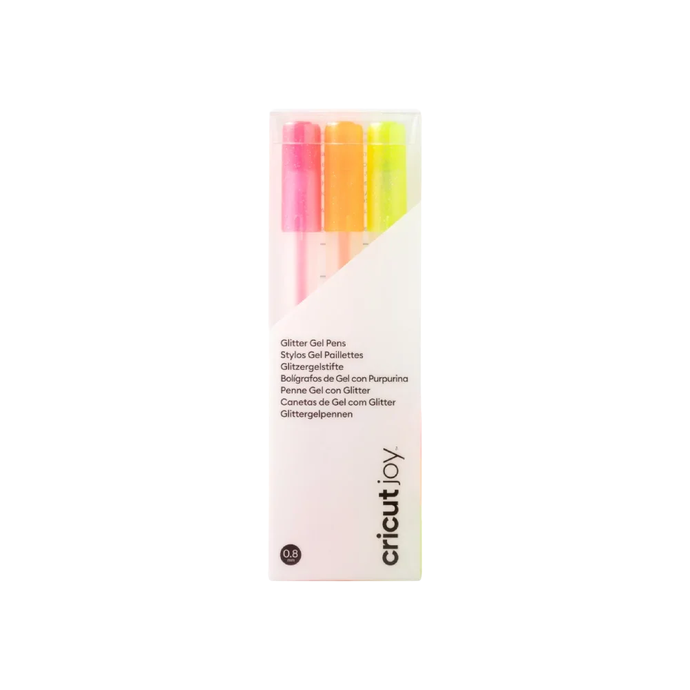 סט 3 עטי ג'ל נצנצים Cricut Joy Glitter Gel Pens (0.8 מ"מ) בצבעי ניאון