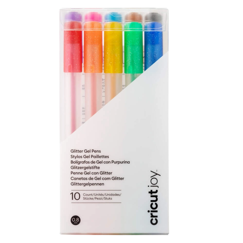 מציאון – סט 10 עטי ג'ל נצנצים Cricut Joy Glitter Gel Pens (0.8 מ"מ) בצבעי קשת