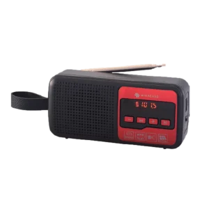 רדיו FM דיגיטלי עם BLUETHOOTH וטעינה סולארית בצבע אדום-שחור