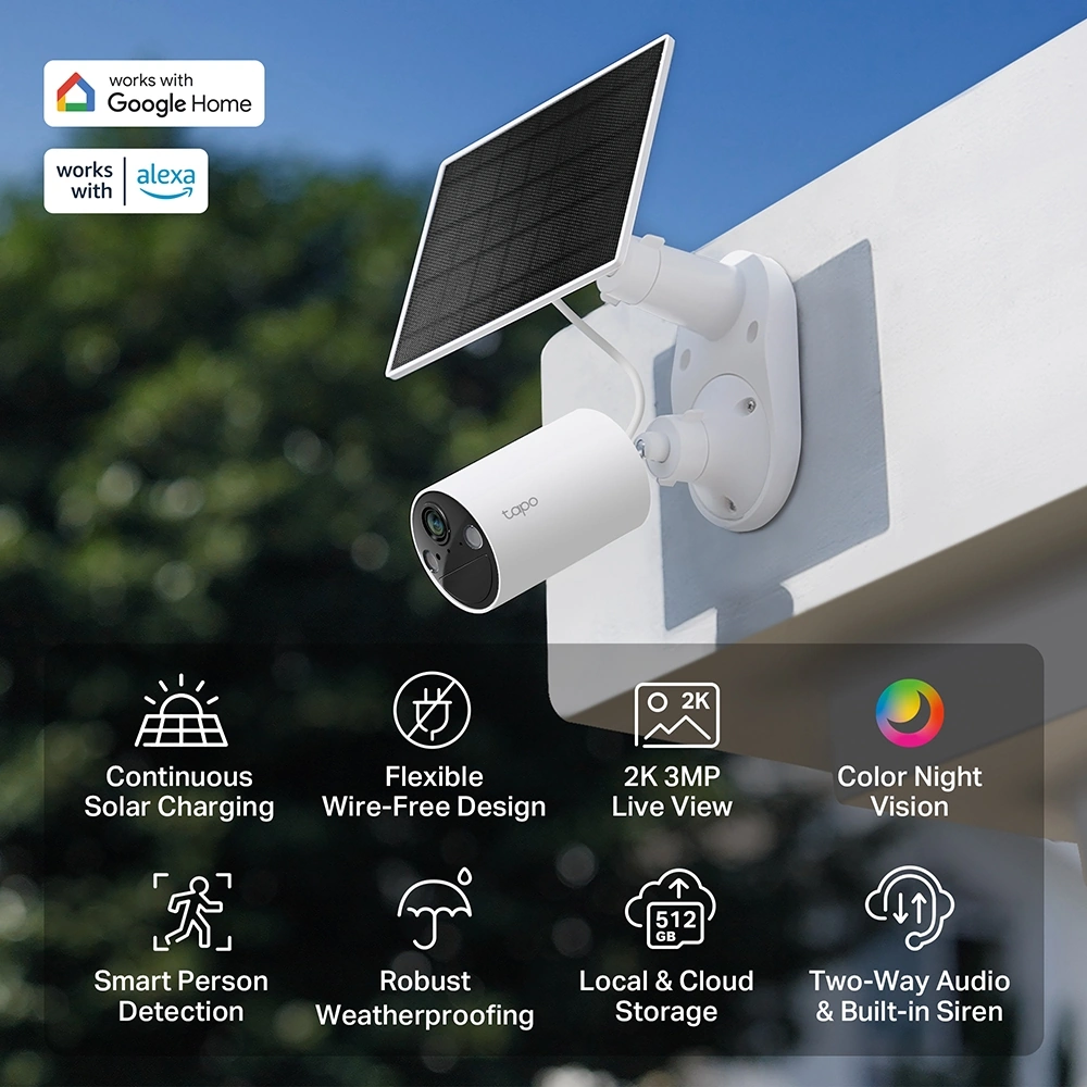 מצלמת אבטחה סולארית 2K דגם Tapo C410 KIT מבית TP-Link