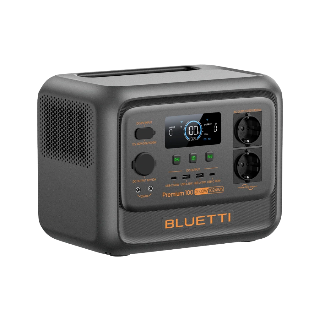 תחנת כוח ניידת BLUETTI Premium 100 V2 – 2000W / 1024Wh עם שקע 3 פינים ישראלי