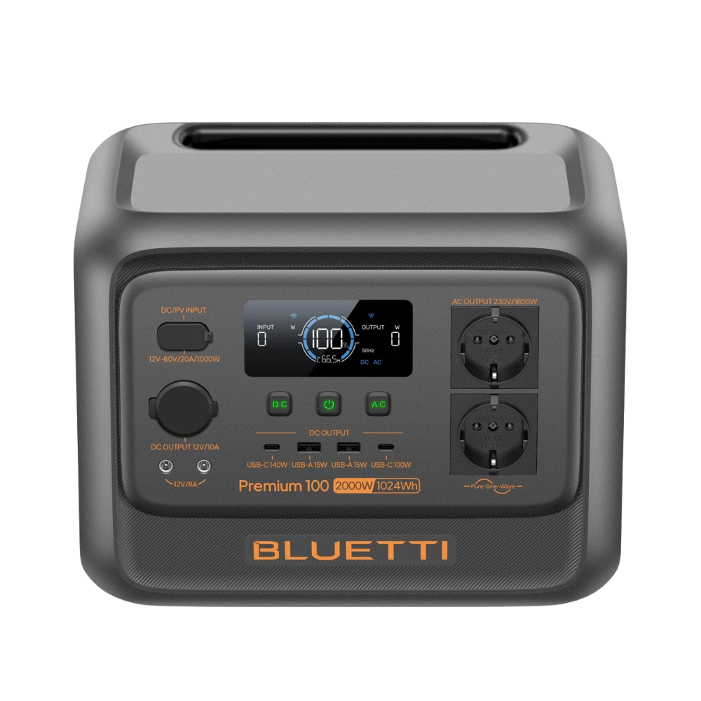 תחנת כוח ניידת BLUETTI Premium 100 V2 – 2000W / 1024Wh עם שקע 3 פינים ישראלי